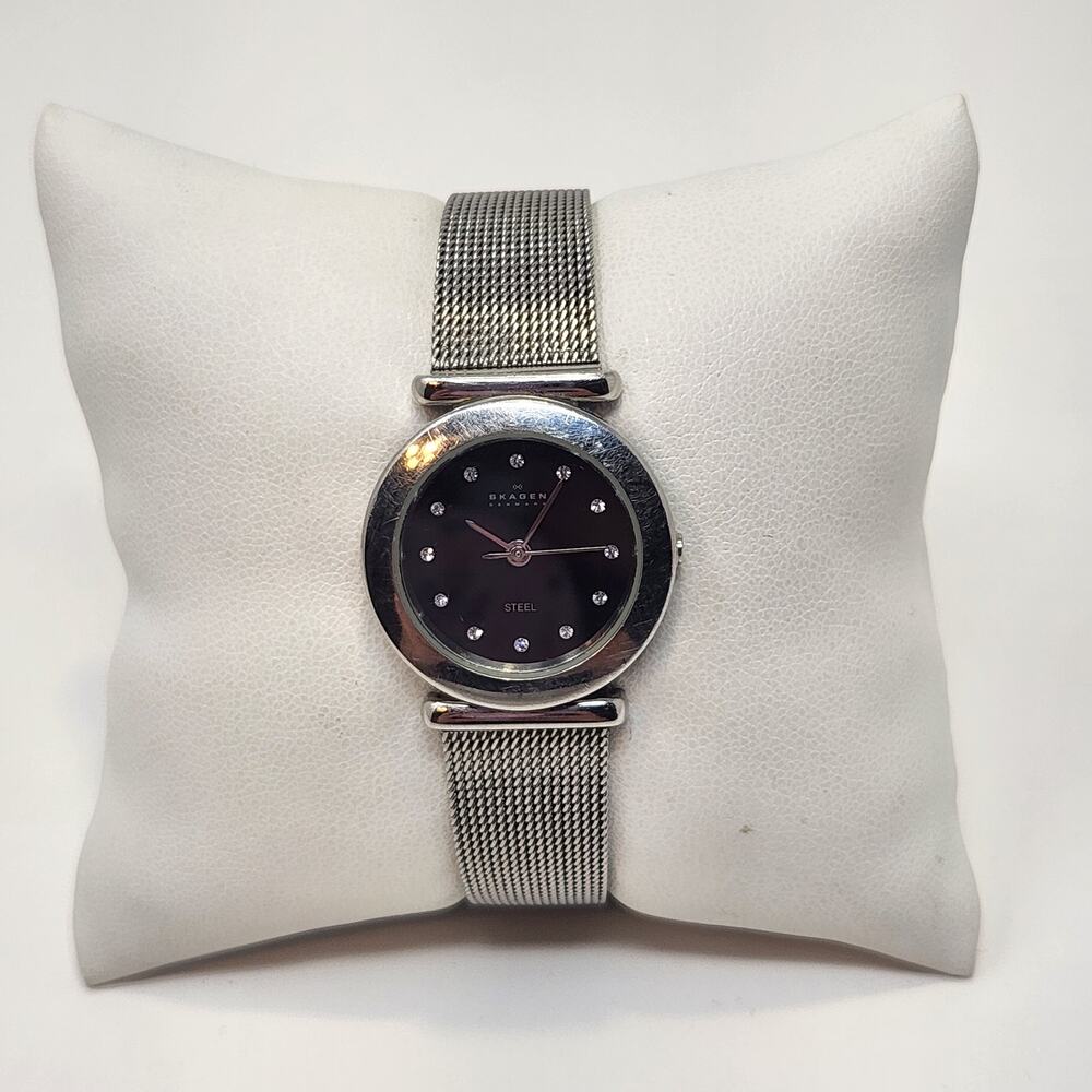 Skagen Ultra Slim Steel Mesh Band Ladies Watch Wristwatch Swarovski Crystal